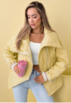 Pikowana kurtka z kołnierzem Where Are We biała