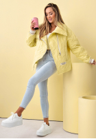 Pikowana kurtka z kołnierzem Where Are We biała