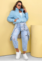 Pikowana kurtka ze stójką Soft Morning różowa