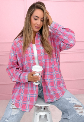 Jessica pink cotton plaid shirt