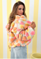 Kwiecista kurtka ze stójką Garden Of Flowers różowo-żółta