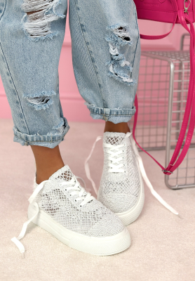 Heidi white lace sneakers