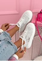Koronkowe adidasy Heidi białe