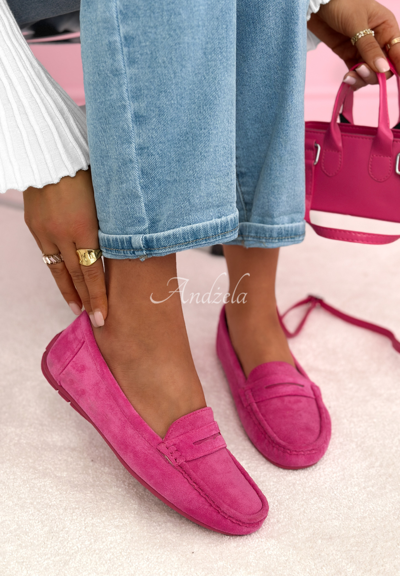 Nadine suede moccasins in fuchsia