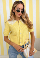 Sweterek z koronkowym kołnierzem Oh Sweet Lace błękitny