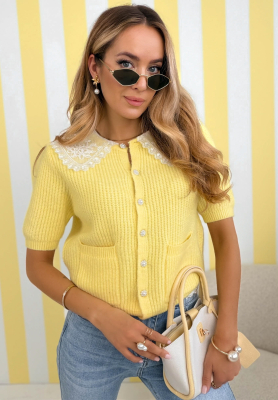 Oh Sweet Lace yellow sweater with lace collar
