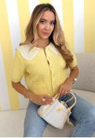 Sweterek z koronkowym kołnierzem Oh Sweet Lace błękitny