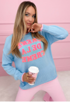 Sweter z napisami Creme De La Creme żółty