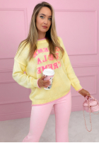 Sweter z napisami Creme De La Creme żółty