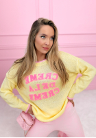 Sweter z napisami Creme De La Creme żółty