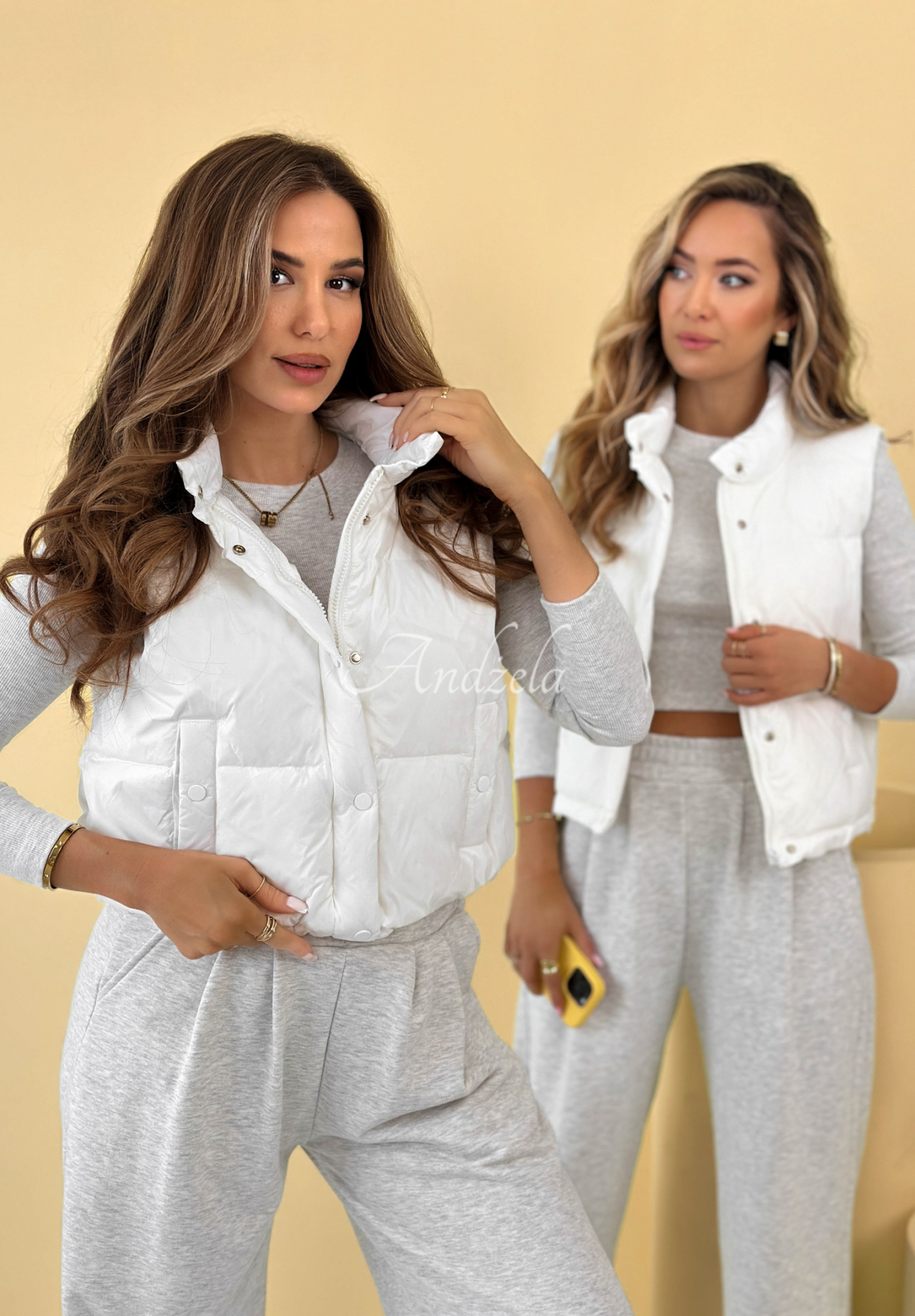 Veronica ecru short down vest