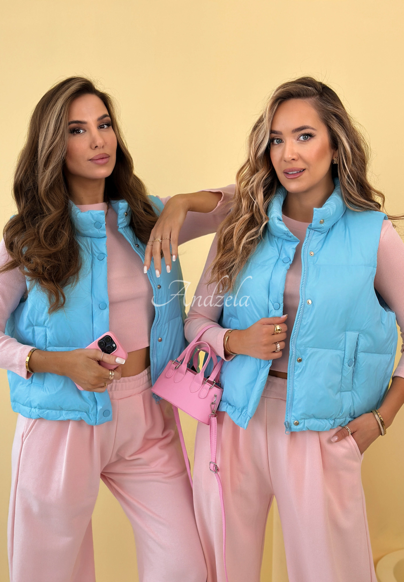 Veronica blue down short vest