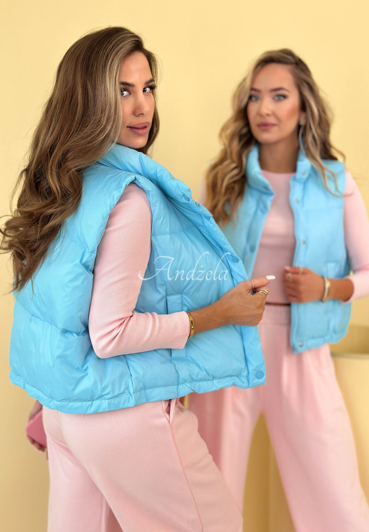 Veronica blue down short vest