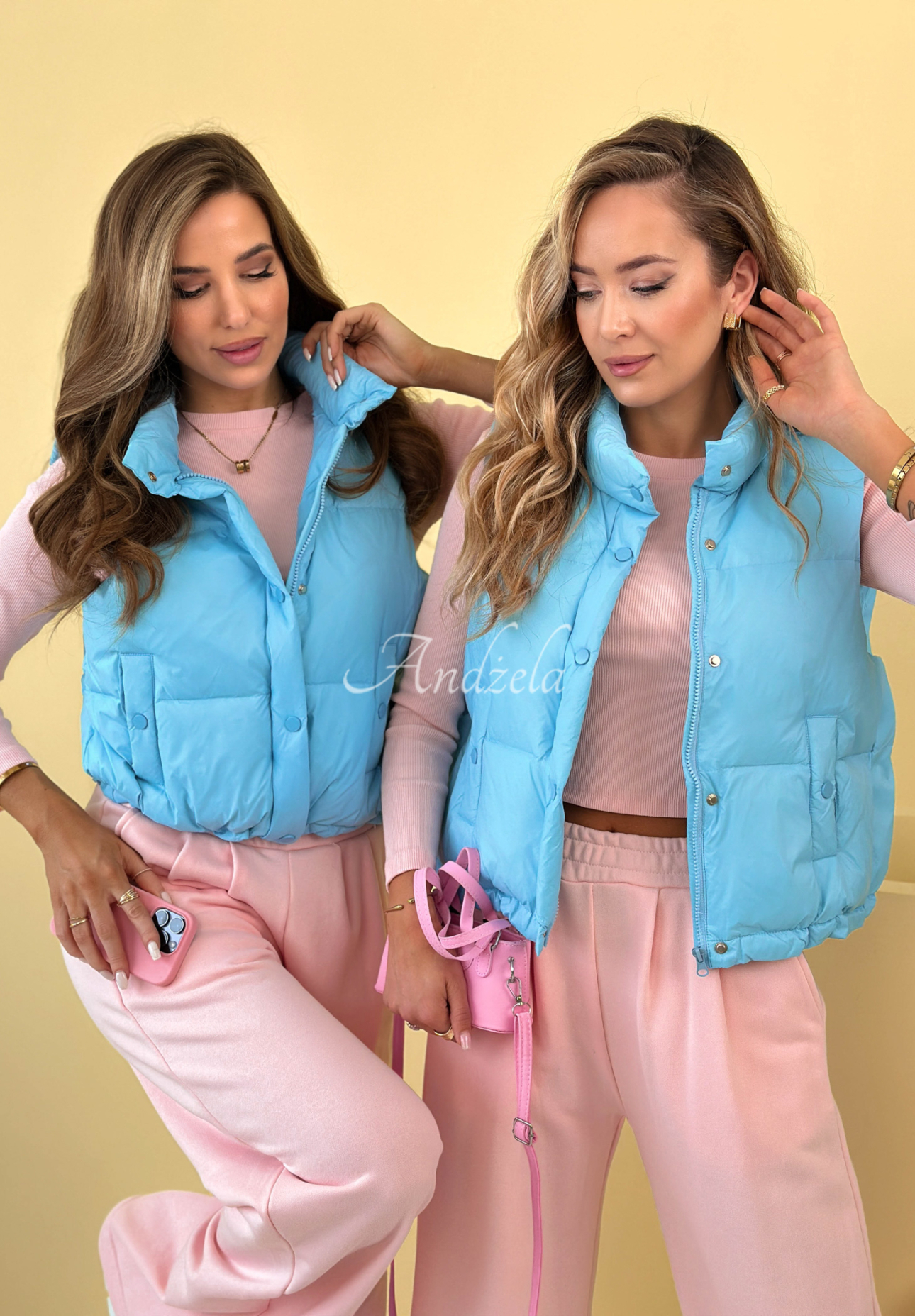 Veronica blue down short vest