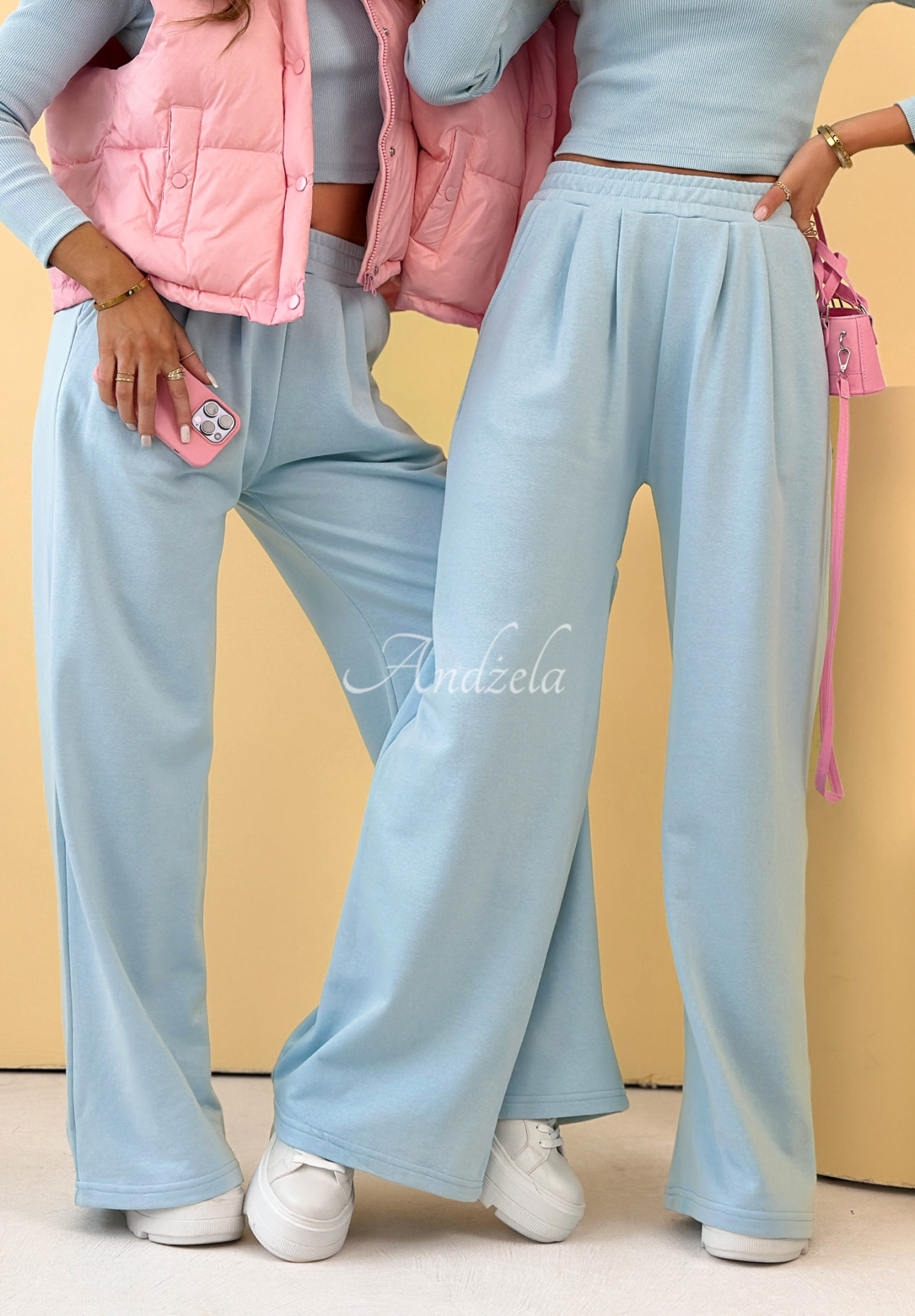 Cotton tracksuit set, blouse and pants, Doing Nothing, light blue