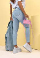 Spodnie jeansowe skinny Pamela jasnoniebieskie