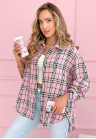 Koszula w kratę Province House pudrowy róż