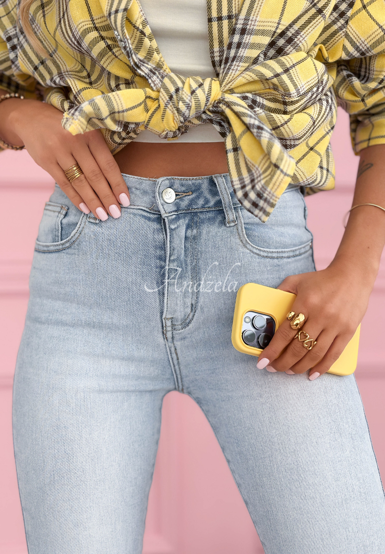 Spodnie jeansowe skinny Evelyn jasnoniebieskie