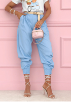 Materiałowe spodnie ze ściągaczami Get Ready błękitne