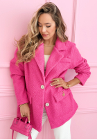 Płaszcz kożuszek z kołnierzem Ingrid fuksjowy