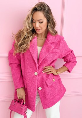 Płaszcz kożuszek z kołnierzem Ingrid fuksjowy