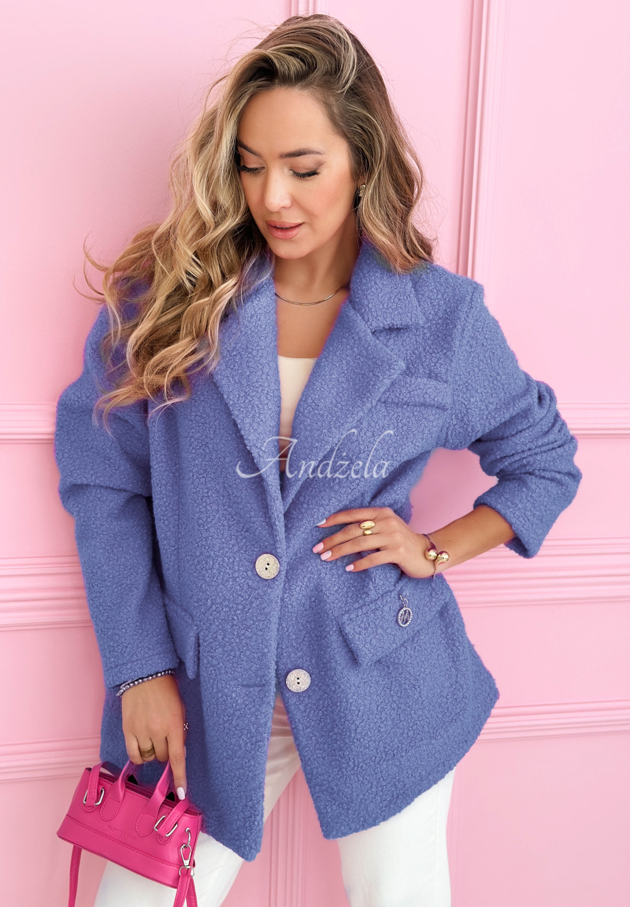 Ingrid purple sheepskin coat with collar