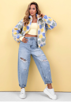 Kwiecista kurtka ze stójką Garden Of Flowers różowo-żółta