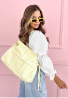 Zamszowa torebka z ozdobnymi przeszyciami Everyday Smile błękitna