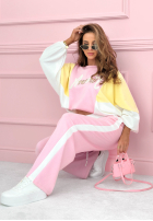 Komplet dresowy bluza i spodnie Spring Amour różowo-żółty