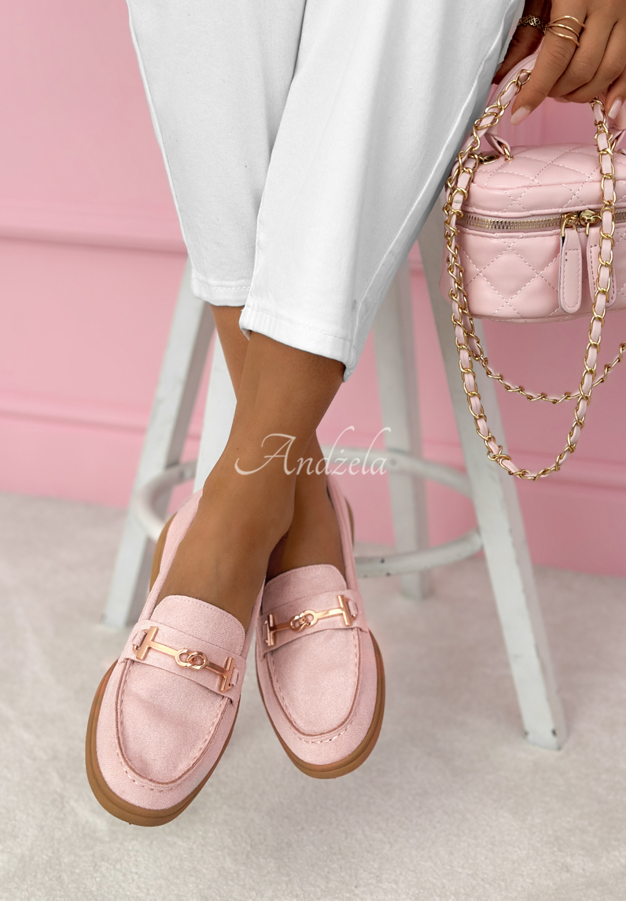 Spirit Rebirth powder pink suede moccasins