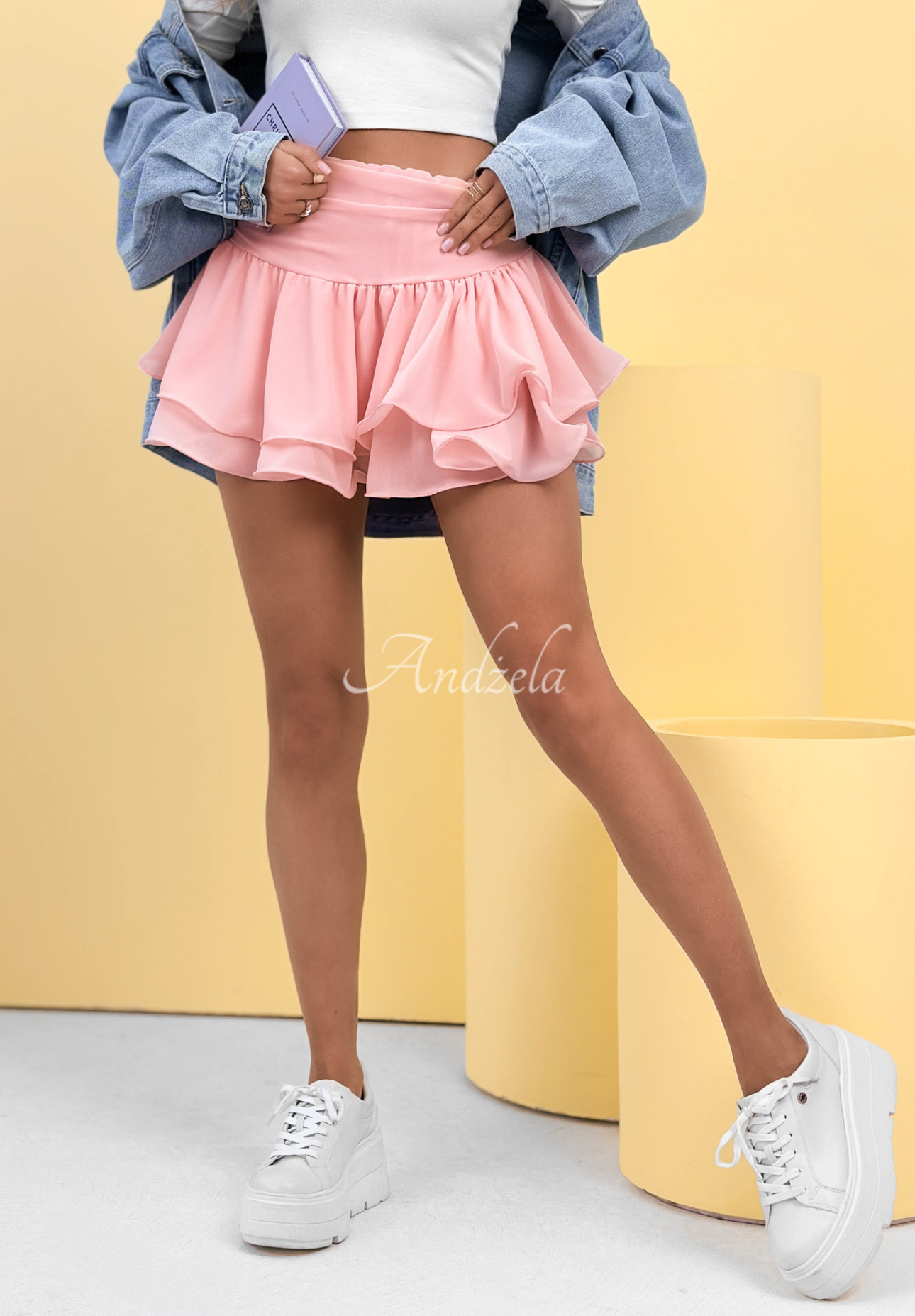 All Over Again pink skirt-shorts with frills