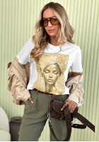 T-shirt z nadrukiem Golden Lady biały