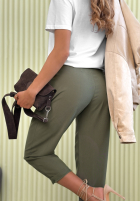 Eleganckie spodnie wide leg z paskiem Begin Doing khaki