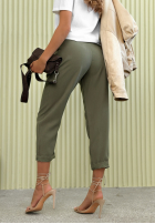 Eleganckie spodnie wide leg z paskiem Begin Doing khaki