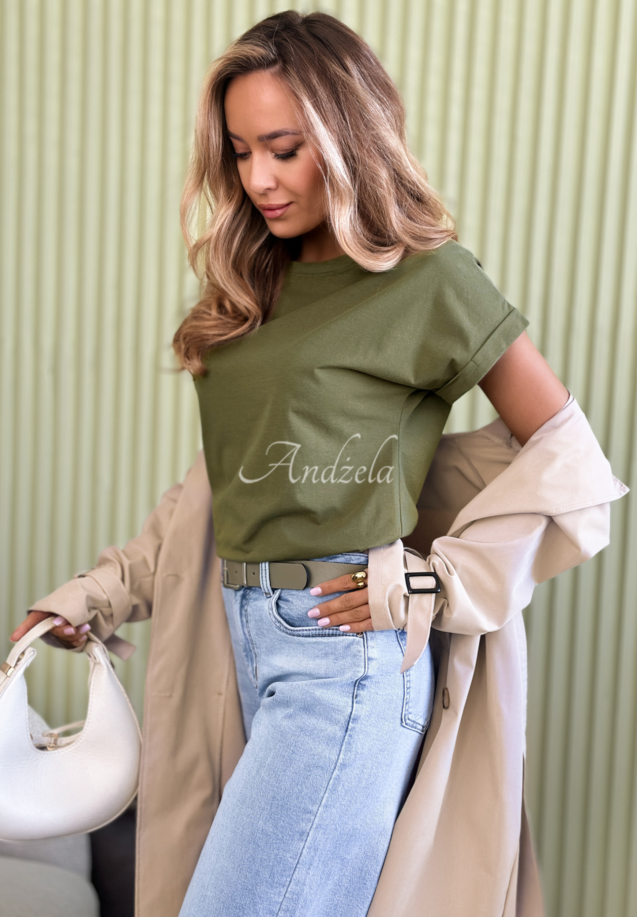 Bawełniany T-shirt Solenne khaki