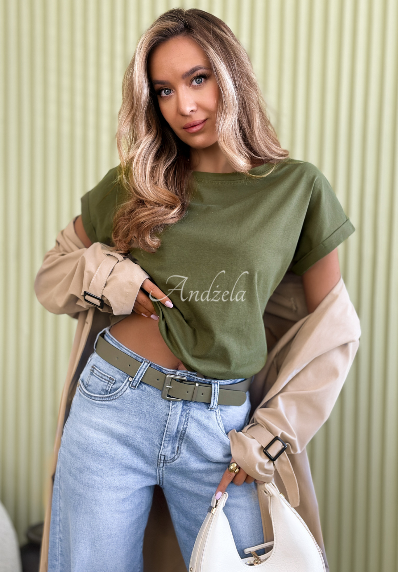 Bawełniany T-shirt Solenne khaki