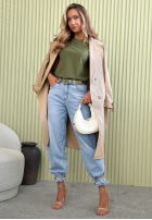 Spodnie jeansowe balloon z paskiem Freya niebieskie