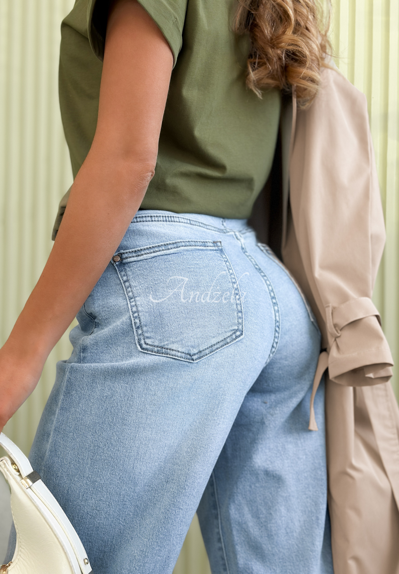 Spodnie jeansowe balloon z paskiem Freya niebieskie