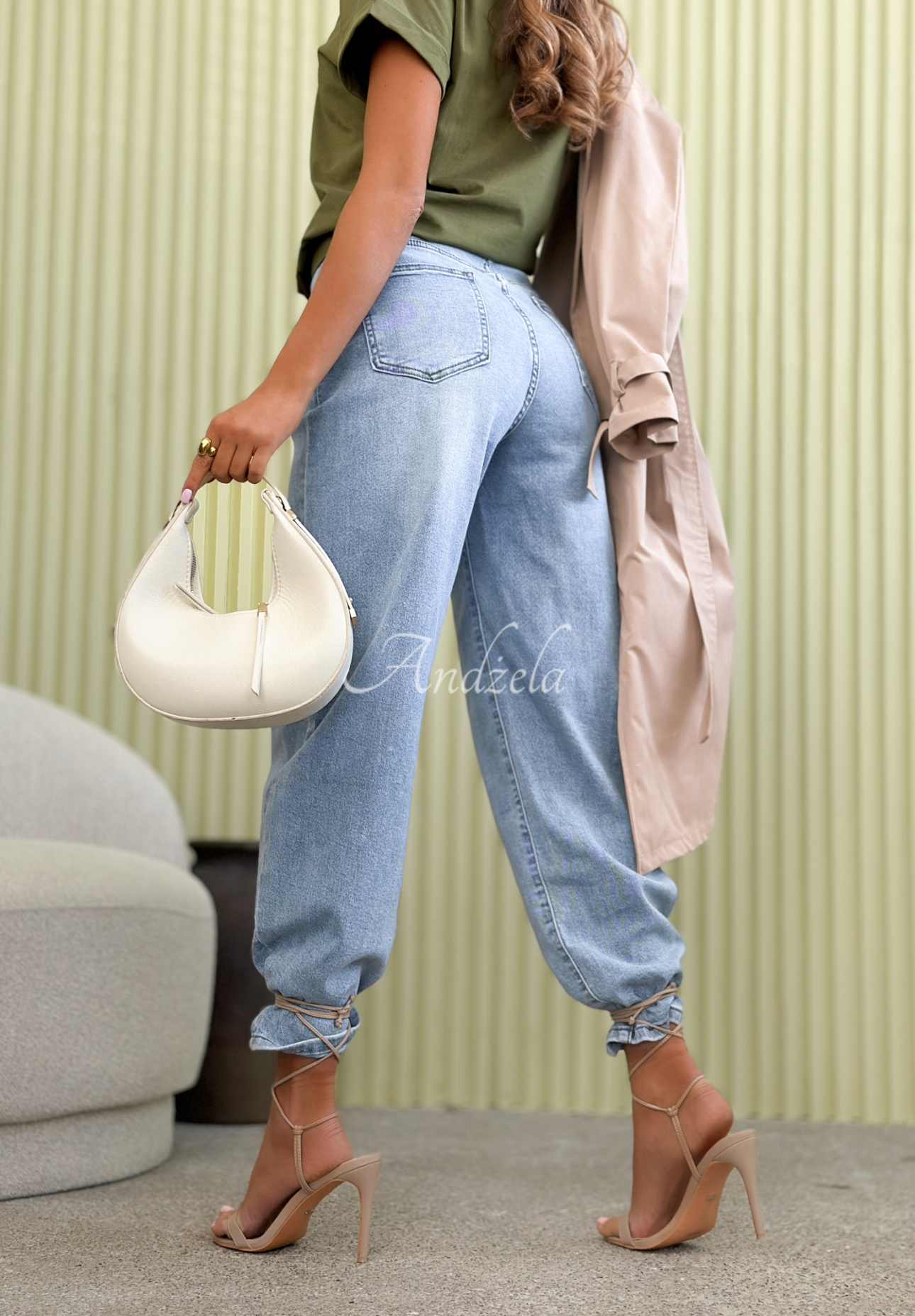 Freya blue balloon jeans with belt