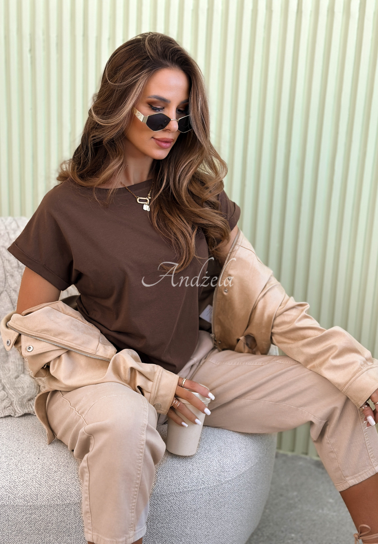 Solenne chocolate cotton T-shirt