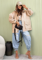 Lekka kurtka parka z kapturem Living In Spring beżowa