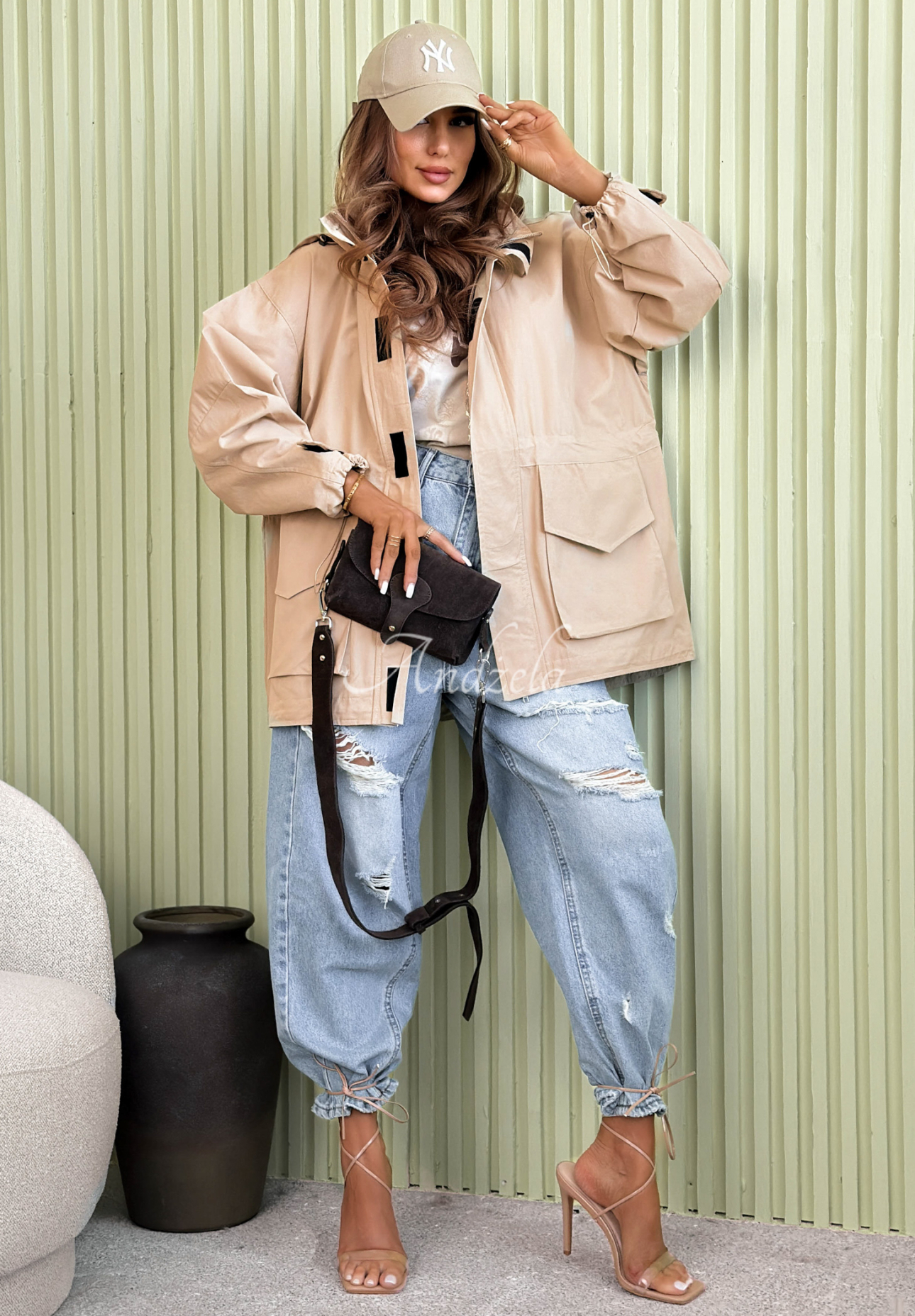 Lightweight cotton parka jacket with hood Living In Spring beige