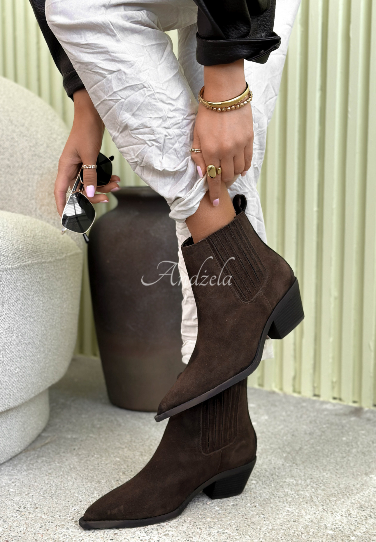 The Small Steps chocolate suede ankle boots