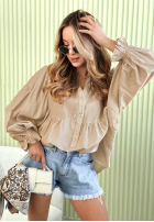 Lekka koszula z bufiastymi rękawami Spring Poems beżowa