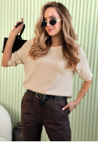 Lekki sweter na krótki rękaw Better With You beżowy