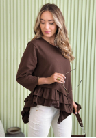 Asymetryczna bluzka longsleeve z falbankami Ruffle Lady ecru