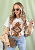T-shirt z nadrukiem Aztec biały