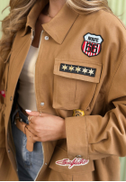 Bawełniana kurtka parka z naszywkami Palloma camelowa