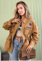 Bawełniana kurtka parka z naszywkami Palloma camelowa