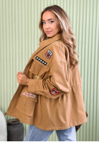 Bawełniana kurtka parka z naszywkami Palloma camelowa